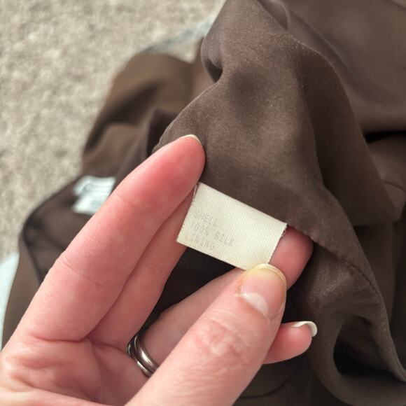 VTG Carolina Herrera Bergdorf Goodman Brown Silk Gown Long Sleeve Tiered Sz 14 - Picture 6 of 16